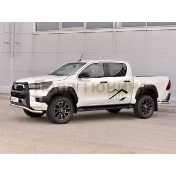 Защита переднего бампера d63 волна-d75х42 дуга RUSSTAL для Toyota Hilux Black Onyx 2020-