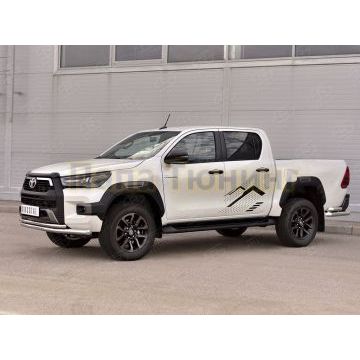 Защита переднего бампера d57 секции-d42 секции RUSSTAL для Toyota Hilux Black Onyx 2020-