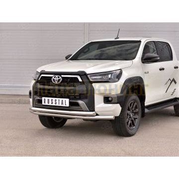 Защита переднего бампера d57 секции-d57 секции RUSSTAL для Toyota Hilux Black Onyx 2020-