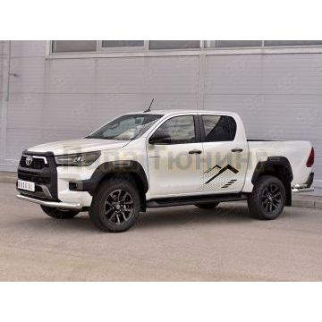 Защита переднего бампера d76 секции RUSSTAL для Toyota Hilux Black Onyx 2020-