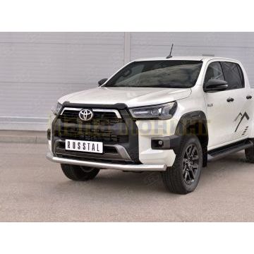 Защита переднего бампера d76 секции RUSSTAL для Toyota Hilux Black Onyx 2020-