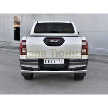 Защита заднего бампера d75х42 дуга RUSSTAL для Toyota Hilux Black Onyx 2020-