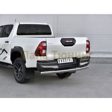 Защита заднего бампера d75х42 дуга RUSSTAL для Toyota Hilux Black Onyx 2020-