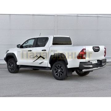 Защита заднего бампера d75х42 дуга RUSSTAL для Toyota Hilux Black Onyx 2020-