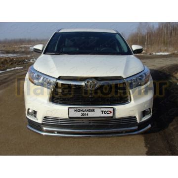 Накладка решётки радиатора 16 мм ТСС для Toyota Highlander 2014-2016
