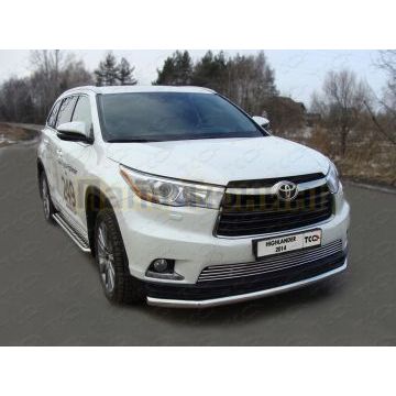 Накладка решётки радиатора 12 мм ТСС для Toyota Highlander 2014-2016 Накладка решётки радиатора 12 мм ТСС для Toyota Highlander 2014-2016