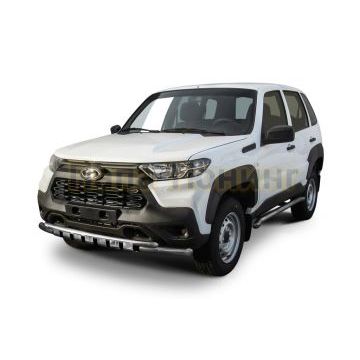 Защита переднего бампера d57+d42 двойная с декоративными элементами Lada Niva Travel 2020- Защита переднего бампера d57+d42 двойная с декоративными элементами Lada Niva Travel 2020-