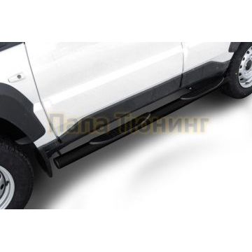 Защита порогов d76 с проступями черная Lada Niva Travel 2020-