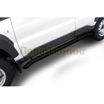 Защита порогов d57 труба с гибами черная Lada Niva Travel 2020-
