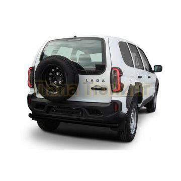 Защита заднего бампера d57 длинная черная Lada Niva Travel 2020-