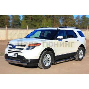 Пороги труба d120x60 с проступью РусСталь для Ford Explorer 2011-2015
