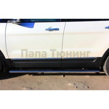 Пороги труба d120x60 с проступью РусСталь для Ford Explorer 2011-2015