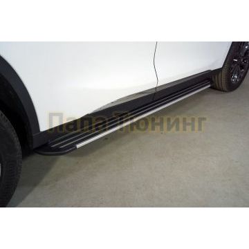 Пороги алюминиевые "Slim Line Silver" 1820 мм ТСС для Cheryexeed TXL 2020-