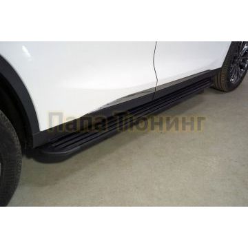 Пороги алюминиевые "Slim Line Black" 1820 мм ТСС для Cheryexeed TXL 2020-