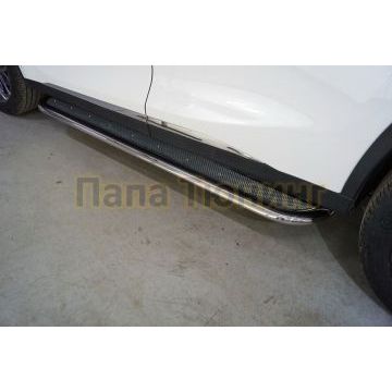 Пороги с площадкой (нерж. лист) 75х42 мм ТСС для Cheryexeed TXL 2020-