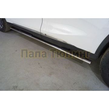 Пороги овальные с накладкой 75х42 мм ТСС для Cheryexeed TXL 2020-