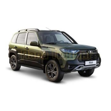 Пороги алюминиевые Rival Black-Premium для Lada Niva Travel 2021-