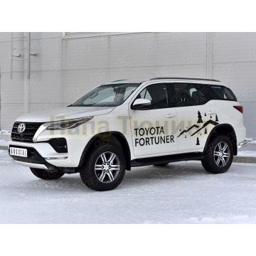 Защита переднего бампера d75х42 дуга РусСталь для Toyota Fortuner 2020-