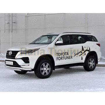 Защита переднего бампера d63 волна-d75х42 дуга РусСталь для Toyota Fortuner 2020-