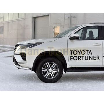 Защита переднего бампера d63 волна-d75х42 дуга РусСталь для Toyota Fortuner 2020-