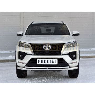 Защита переднего бампера d57 секции-d42 секции РусСталь для Toyota Fortuner 2020-
