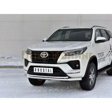 Защита переднего бампера d57 секции-d42 секции РусСталь для Toyota Fortuner 2020-