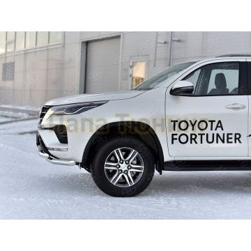 Защита переднего бампера d57 секции-d57 секции РусСталь для Toyota Fortuner 2020-