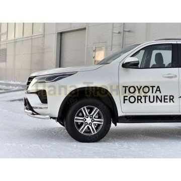 Защита переднего бампера d57 секции-d57 уголки+клыки РусСталь для Toyota Fortuner 2020-
