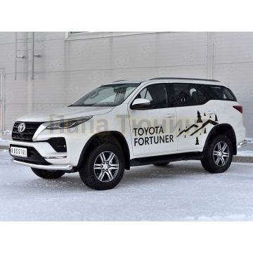 Защита переднего бампера d76 секции РусСталь для Toyota Fortuner 2020-