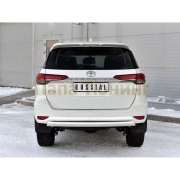 Защита заднего бампера d75х42 дуга РусСталь для Toyota Fortuner 2020-