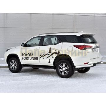 Защита заднего бампера уголки d76 секции РусСталь для Toyota Fortuner 2020-