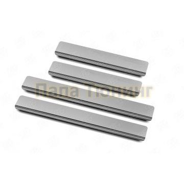 Накладки на пороги RUSSTAL (нерж., зеркало) для Volkswagen Polo 2020-