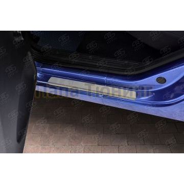 Накладки на пороги RUSSTAL (нерж., шлиф) для Lada Kalina 2004-