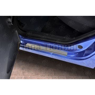 Накладки на пороги RUSSTAL (нерж., зеркало) для Lada Kalina 2004-