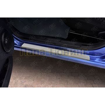 Накладки на пороги RUSSTAL (нерж., зеркало) для Lada Kalina 2004-