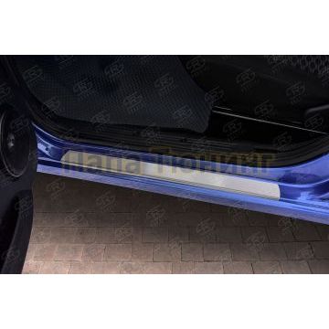 Накладки на пороги RUSSTAL (нерж., шлиф) для Lada Granta 2011-