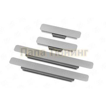 Накладки на пороги RUSSTAL (нерж., карбон, надпись) РусСталь для Hyundai Elantra 2020-