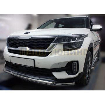 Защита передняя двойная D 60,3/42,4 ALFeco для Kia Seltos 2020-