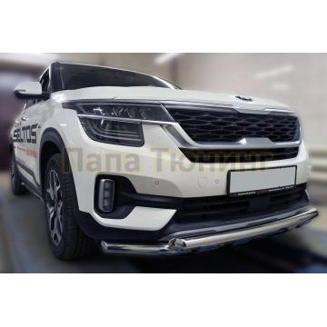 Передняя дуга с защитой (Shark) D 60,3/60,3 ALFeco для Kia Seltos 2020-