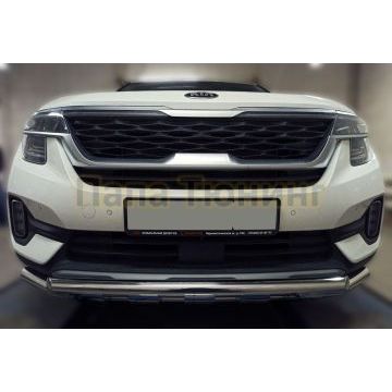 Передняя дуга с защитой (Shark) D 60,3/60,3 ALFeco для Kia Seltos 2020-