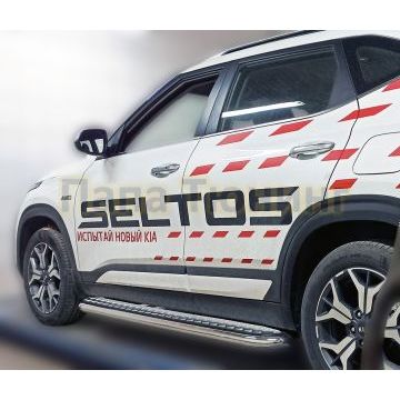 Пороги с площадкой D 60,3 (квинтет) ALFeco для Kia Seltos 2020-