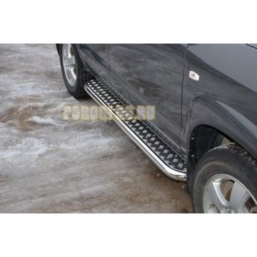 Пороги с площадкой D 60,3 (квинтет) ALFeco для Toyota Fortuner 2020-