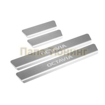 Накладки порогов  (4 шт.) Rival для Skoda Octavia A8 2020-