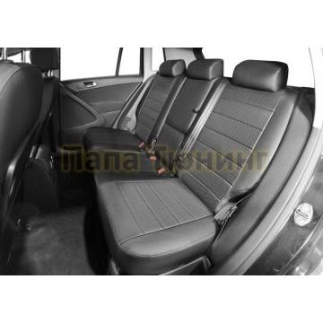Чехлы для автомобиля экокожа задняя спинка 40/60, рисунок Строчка Rival для Volkswagen Tiguan I комплектация со столикам 2007-2017