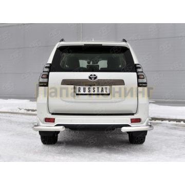 Защита заднего бампера уголки d76 секции-d42 секции РусСталь для Toyota Land Cruiser Prado 150 Black Onyx 2020-