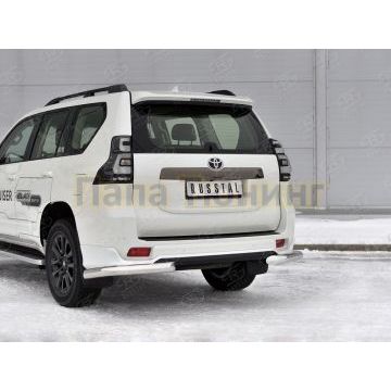 Защита заднего бампера уголки d76 секции РусСталь для Toyota Land Cruiser Prado 150 Black Onyx 2020-