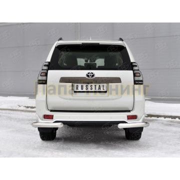 Защита заднего бампера уголки d76 секции РусСталь для Toyota Land Cruiser Prado 150 Black Onyx 2020-