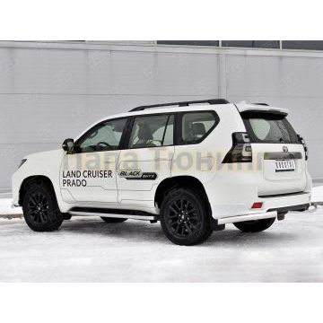 Защита заднего бампера уголки d76 секции РусСталь для Toyota Land Cruiser Prado 150 Black Onyx 2020-