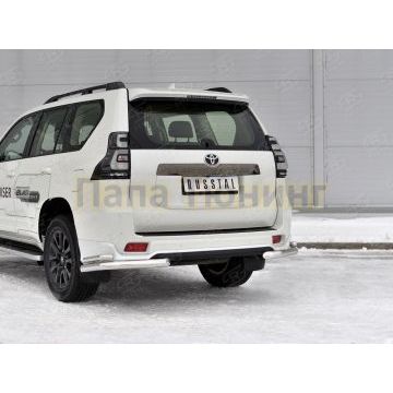 Защита заднего бампера уголки d57 секции-d42 секции РусСталь для Toyota Land Cruiser Prado 150 Black Onyx 2020-
