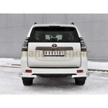 Защита заднего бампера уголки d57 секции-d42 секции РусСталь для Toyota Land Cruiser Prado 150 Black Onyx 2020-